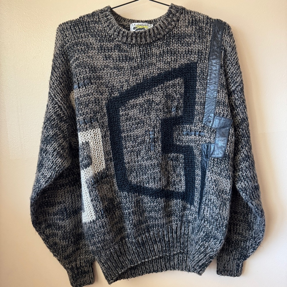 Vintage 80’s Knit & Leather Sweater